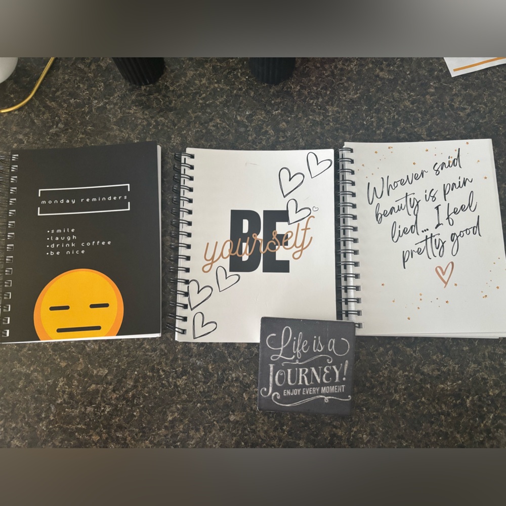 Inspirational Spiral Notebooks Set - Black, White, Orange